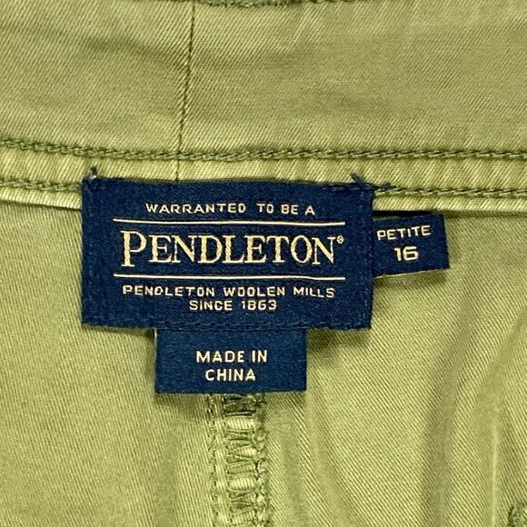 Pendleton Pants Womens Size 16 Petite Green High Waisted Straight Leg Utility - Picture 15 of 15